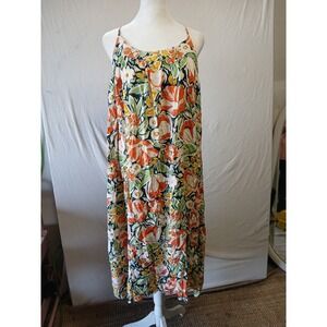 Bila77 floral boho vibrant vacation sundress size large